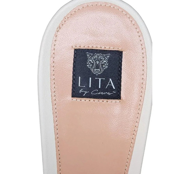 Lita by Ciara Solid Square Toe Leather Slide EU Size 41 US Size 10 Color Cream - Picture 6 of 15